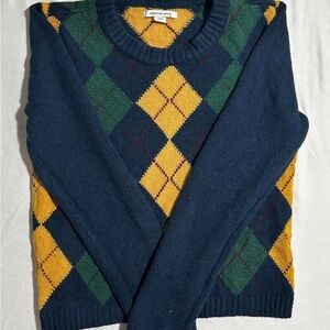 American Eagle Outfitters Women’s Argyle Sweater - Green and Yellow